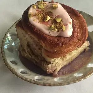 Pistachos y frambuesa